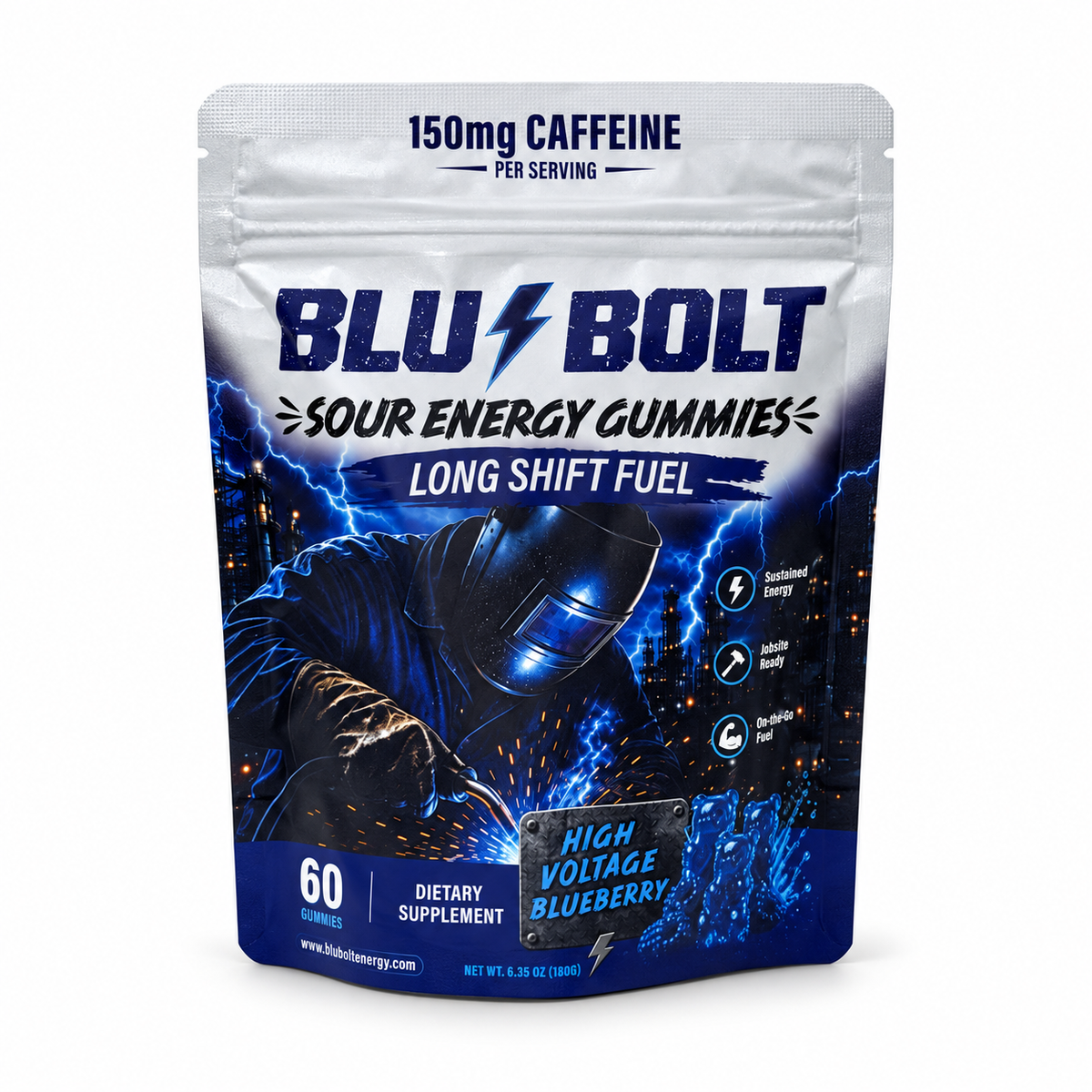 Blu-Bolt Sour Energy Gummies