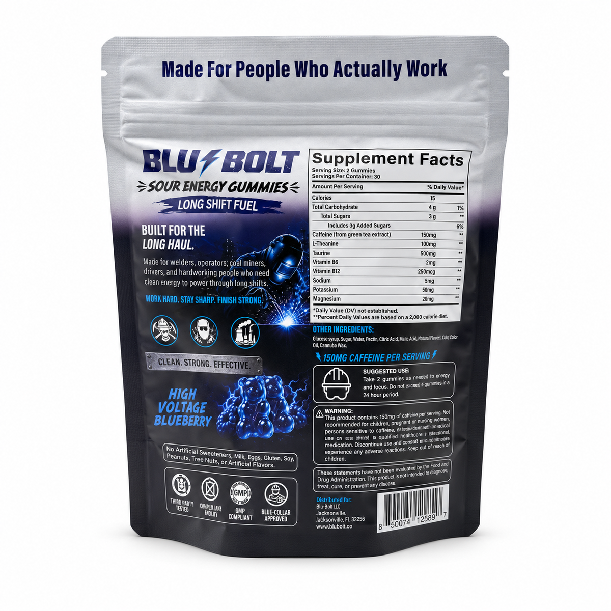 Blu-Bolt Sour Energy Gummies