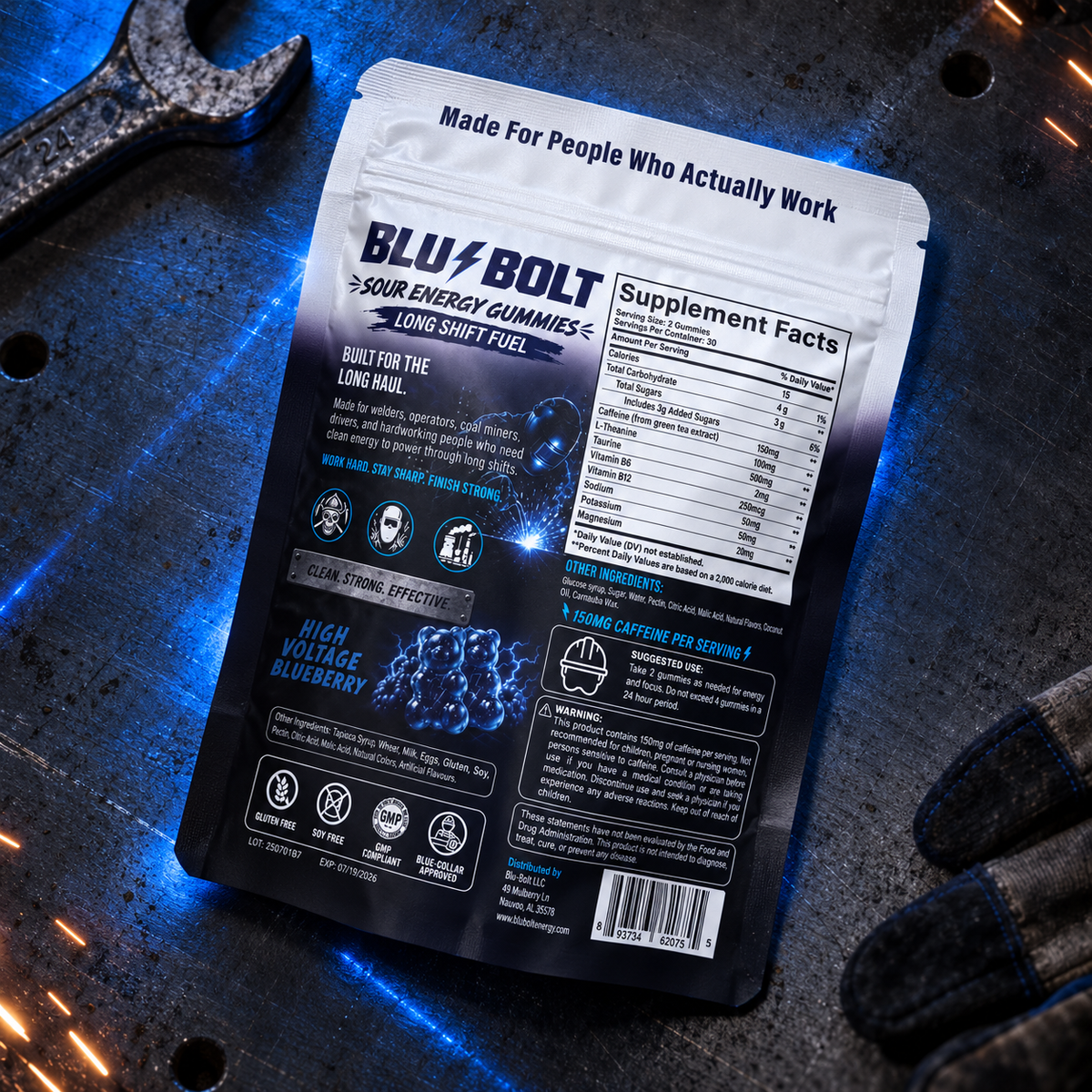 Blu-Bolt Sour Energy Gummies